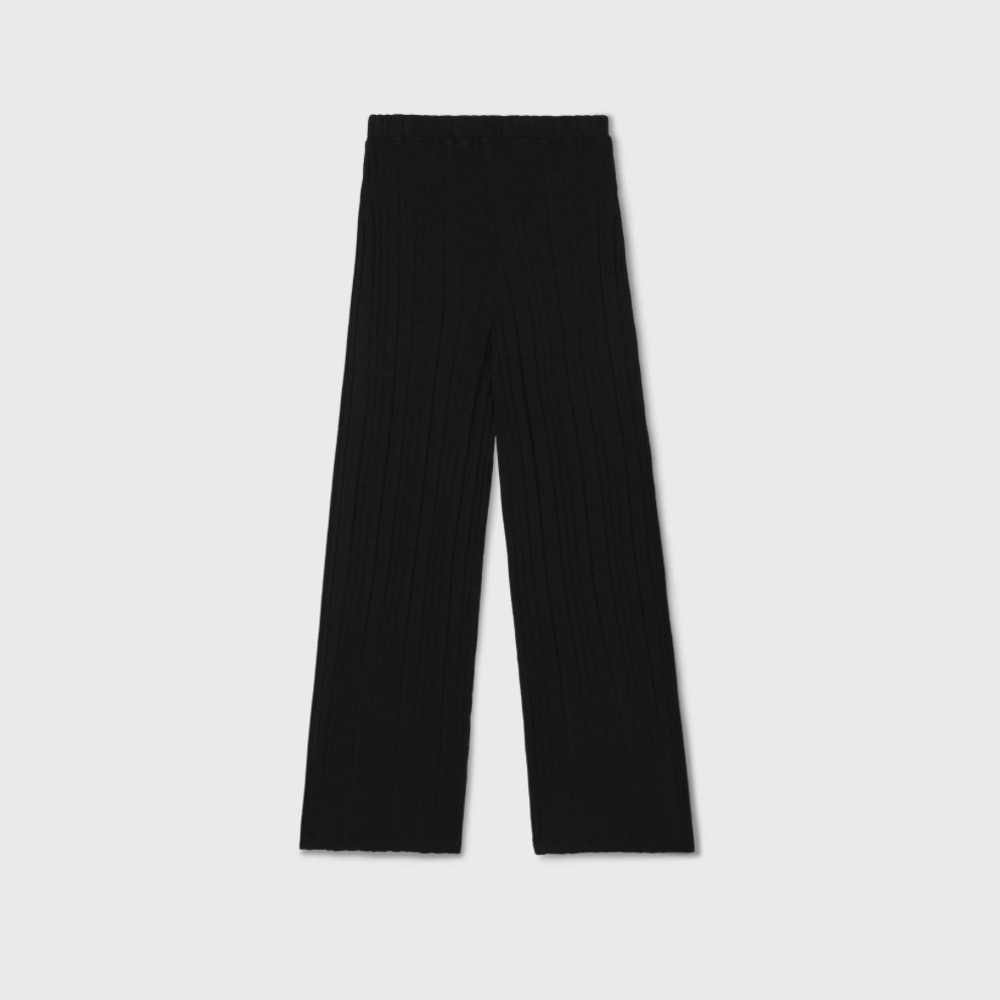 Pink Woman Ribbed Wide Leg Pants
